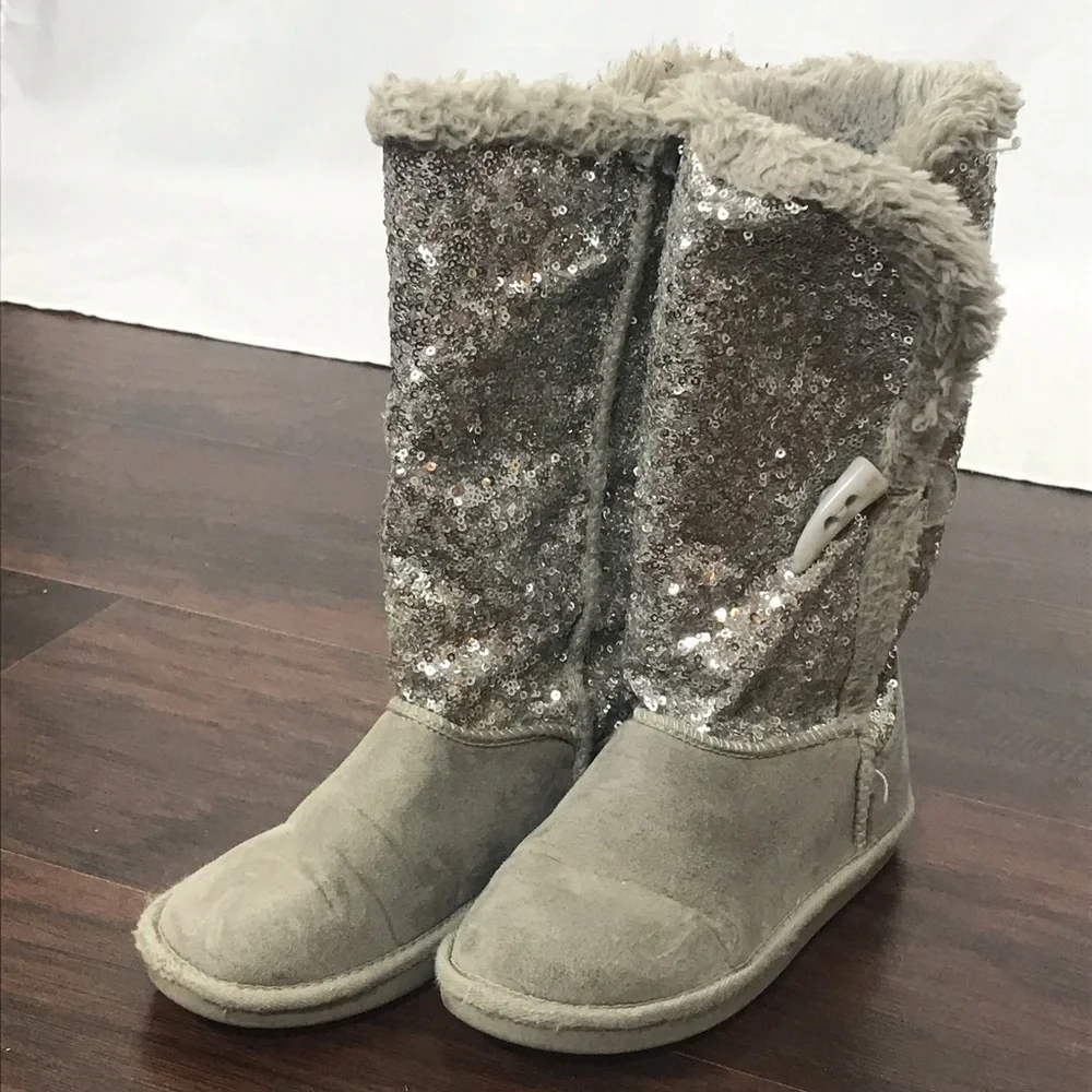 {Justice} Sequin Faux Fur Lined Boots